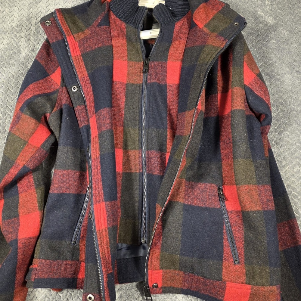 Harley-Davidson Women's Wool Hooded Jacket 2XL Plaid Red Black Double Zip - Picture 5 of 16